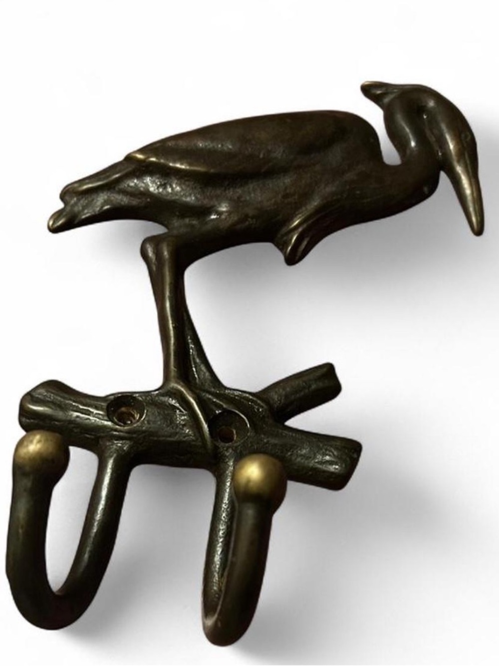 Bronze Heron Wall Hook - Metal Bird Hook in Bronze Finish